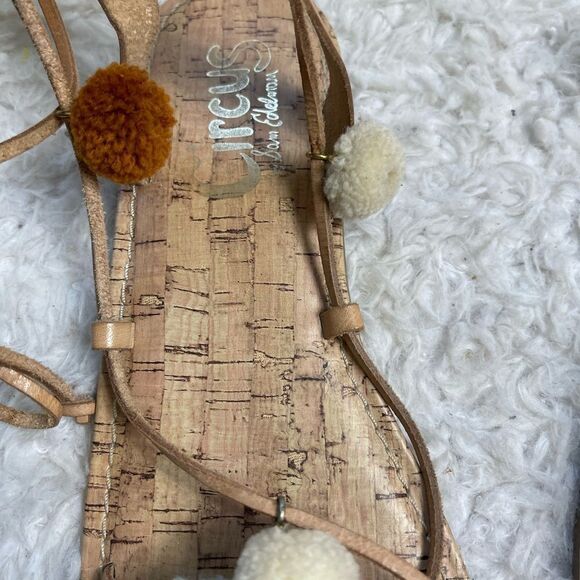Circus By Sam Edelman Valencia Pom Pom & beaded wrap around Sandals Size 9.5 - Picture 8 of 8
